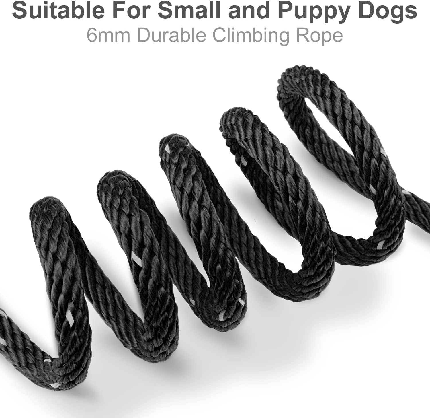 Long Dog Training Leash, 30 FT Tie Out Rope Check Cord Dogs Leashes with Padded Handle, Reflective Recall Lead for Puppy and Small Dogs, Black